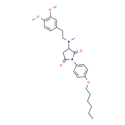 ChemSpider 2D Image | 3-{[2-(3,4-Dimethoxyphenyl)ethyl](methyl)amino}-1-[4-(hexyloxy)phenyl]-2,5-pyrrolidinedione | C27H36N2O5