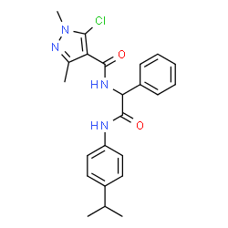 ChemSpider 2D Image | 5-Chloro-N-{2-[(4-isopropylphenyl)amino]-2-oxo-1-phenylethyl}-1,3-dimethyl-1H-pyrazole-4-carboxamide | C23H25ClN4O2