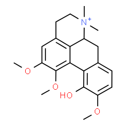 ChemSpider 2D Image | 11-Hydroxy-1,2,10-trimethoxy-6,6-dimethyl-5,6,6a,7-tetrahydro-4H-dibenzo[de,g]quinolinium | C21H26NO4