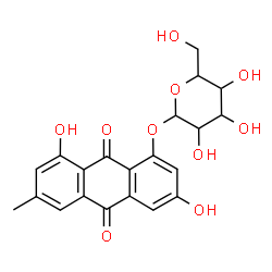 ChemSpider 2D Image | 3,8-Dihydroxy-6-methyl-9,10-dioxo-9,10-dihydro-1-anthracenyl hexopyranoside | C21H20O10