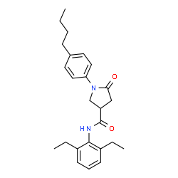 ChemSpider 2D Image | 1-(4-Butylphenyl)-N-(2,6-diethylphenyl)-5-oxo-3-pyrrolidinecarboxamide | C25H32N2O2