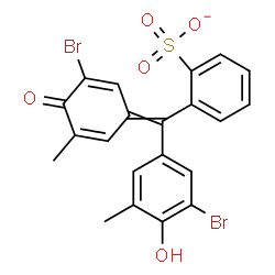ChemSpider 2D Image | 2-[(3-Bromo-4-hydroxy-5-methylphenyl)(3-bromo-5-methyl-4-oxo-2,5-cyclohexadien-1-ylidene)methyl]benzenesulfonate | C21H15Br2O5S
