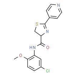 ChemSpider 2D Image | N-(5-chloro-2-methoxyphenyl)-2-pyridin-4-yl-4,5-dihydrothiazole-4-carboxamide | C16H14ClN3O2S
