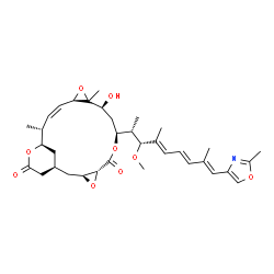 ChemSpider 2D Image | (1S,3S,5R,8S,10S,11S,13R,14Z,16R,17R)-10-Hydroxy-8-[(2S,3R,4E,6E,8E)-3-methoxy-4,8-dimethyl-9-(2-methyl-1,3-oxazol-4-yl)-4,6,8-nonatrien-2-yl]-11,16-dimethyl-4,7,12,18-tetraoxatetracyclo[15.3.1.0~3,5~
.0~11,13~]henicos-14-ene-6,19-dione | C35H47NO9