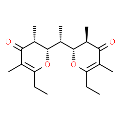 ChemSpider 2D Image | (2S,3R,2'R,3'R)-2,2'-[(1S)-1,1-Ethanediyl]bis(6-ethyl-3,5-dimethyl-2,3-dihydro-4H-pyran-4-one) | C20H30O4