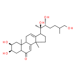 ChemSpider 2D Image | (2beta,3beta,9xi,10xi,14xi,17xi,22R)-2,3,20,22,26-Pentahydroxy-14-methyl-18-norcholesta-7,12-dien-6-one | C27H42O6