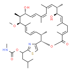ChemSpider 2D Image | 1-{4-[(2S,3S,4E,6E,8S,9S,10R,11E,13Z,15Z,17S,18S,19E,22E)-10,18-Dihydroxy-8-methoxy-3,7,9,13,15,17,20,23-octamethyl-24-oxooxacyclotetracosa-4,6,11,13,15,19,22-heptaen-2-yl]-1,3-thiazol-2-yl}-3-methylb
utyl methylcarbamate | C42H62N2O7S