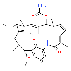 ChemSpider 2D Image | (4E,6Z,10E,14S,17R)-13,14,17-Trimethoxy-4,8,10,12,16-pentamethyl-3,20,22-trioxo-2-azabicyclo[16.3.1]docosa-1(21),4,6,10,18-pentaen-9-yl carbamate | C30H42N2O8