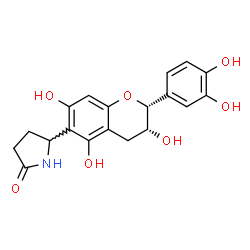 ChemSpider 2D Image | 5-[(2R,3R)-2-(3,4-Dihydroxyphenyl)-3,5,7-trihydroxy-3,4-dihydro-2H-chromen-6-yl]-2-pyrrolidinone | C19H19NO7