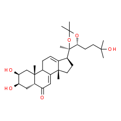 ChemSpider 2D Image | (2beta,3beta,5beta,9xi,14beta,17beta)-2,3-Dihydroxy-17-[(4R,5R)-5-(3-hydroxy-3-methylbutyl)-2,2,4-trimethyl-1,3-dioxolan-4-yl]-10,14-dimethylgona-7,12-dien-6-one | C30H46O6
