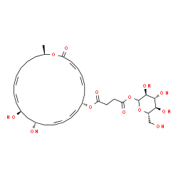 ChemSpider 2D Image | 1-O-(4-{[(3Z,5Z,8S,9Z,11Z,14S,16R,17Z,19Z,24R)-14,16-Dihydroxy-24-methyl-2-oxooxacyclotetracosa-3,5,9,11,17,19-hexaen-8-yl]oxy}-4-oxobutanoyl)-L-glucopyranose | C34H48O13