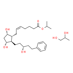 ChemSpider 2D Image | Isopropyl (5Z)-7-{(1R,2R,3R,5S)-3,5-dihydroxy-2-[(3R)-3-hydroxy-5-phenylpentyl]cyclopentyl}-5-heptenoate - 1,2-propanediol (1:1) | C29H48O7