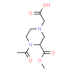 ChemSpider 2D Image | [4-Acetyl-3-(methoxycarbonyl)-1-piperazinyl]acetic acid | C10H16N2O5