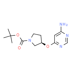 ChemSpider 2D Image | (R)-tert-Butyl 3-((6-aminopyrimidin-4-yl)oxy)pyrrolidine-1-carboxylate | C13H20N4O3