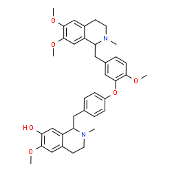 ChemSpider 2D Image | 1-(4-(5-((6,7-Dimethoxy-2-methyl-1,2,3,4-tetrahydro-1-isoquinolinyl)methyl)-2-methoxyphenoxy)benzyl)-6-methoxy-2-methyl-1,2,3,4-tetrahydro-7-isoquinolinol | C38H44N2O6
