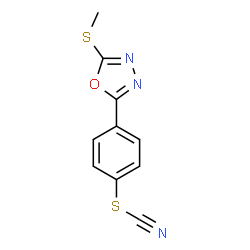 ChemSpider 2D Image | 4-[5-(Methylsulfanyl)-1,3,4-oxadiazol-2-yl]phenyl thiocyanate | C10H7N3OS2