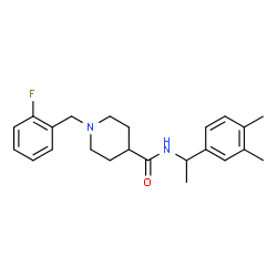 ChemSpider 2D Image | N-[1-(3,4-Dimethylphenyl)ethyl]-1-(2-fluorobenzyl)-4-piperidinecarboxamide | C23H29FN2O