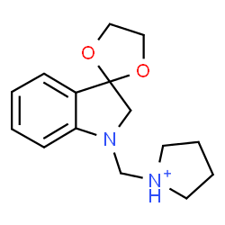 ChemSpider 2D Image | 1-(Spiro[1,3-dioxolane-2,3'-indol]-1'(2'H)-ylmethyl)pyrrolidinium | C15H21N2O2
