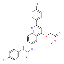 ChemSpider 2D Image | Methyl {[2-(4-chlorophenyl)-6-{[(4-chlorophenyl)carbamoyl]amino}-4-quinolinyl]oxy}acetate | C25H19Cl2N3O4