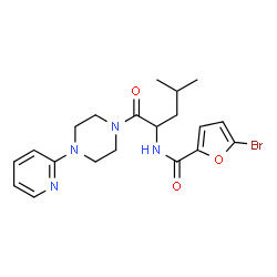 ChemSpider 2D Image | 5-Bromo-N-{4-methyl-1-oxo-1-[4-(2-pyridinyl)-1-piperazinyl]-2-pentanyl}-2-furamide | C20H25BrN4O3