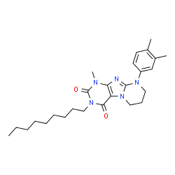 ChemSpider 2D Image | 9-(3,4-Dimethylphenyl)-1-methyl-3-nonyl-6,7,8,9-tetrahydropyrimido[2,1-f]purine-2,4(1H,3H)-dione | C26H37N5O2