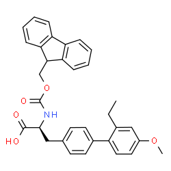ChemSpider 2D Image | (2S)-3-(2'-Ethyl-4'-methoxy-4-biphenylyl)-2-{[(9H-fluoren-9-ylmethoxy)carbonyl]amino}propanoic acid | C33H31NO5