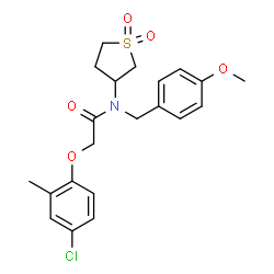 ChemSpider 2D Image | 2-(4-Chloro-2-methylphenoxy)-N-(1,1-dioxidotetrahydro-3-thiophenyl)-N-(4-methoxybenzyl)acetamide | C21H24ClNO5S