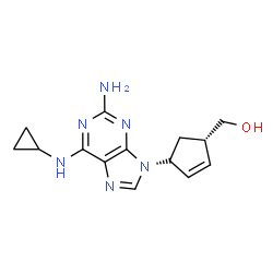ChemSpider 2D Image | {(1S,4S)-4-[2-Amino-6-(cyclopropylamino)-9H-purin-9-yl]-2-cyclopenten-1-yl}methanol | C14H18N6O