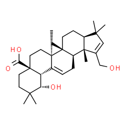 ChemSpider 2D Image | (3aS,5aR,5bS,7aR,11S,11aS,13aS,13bS)-11-Hydroxy-1-(hydroxymethyl)-3,3,5a,5b,10,10,13b-heptamethyl-3,3a,4,5,5a,5b,6,7,8,9,10,11,11a,13,13a,13b-hexadecahydro-7aH-cyclopenta[a]chrysene-7a-carboxylic acid | C30H46O4