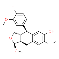 ChemSpider 2D Image | (1S,3aR,4S,9aR)-4-(4-Hydroxy-3-methoxyphenyl)-1,7-dimethoxy-1,3,3a,4,9,9a-hexahydronaphtho[2,3-c]furan-6-ol | C21H24O6