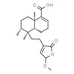 ChemSpider 2D Image | (4aR,5S,6R,8aR)-5-[2-(5-Methoxy-2-oxo-2,5-dihydro-3-furanyl)ethyl]-5,6,8a-trimethyl-3,4,4a,5,6,7,8,8a-octahydro-1-naphthalenecarboxylic acid | C21H30O5