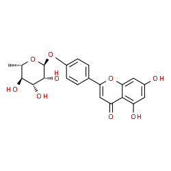 ChemSpider 2D Image | 4-(5,7-Dihydroxy-4-oxo-4H-chromen-2-yl)phenyl 6-deoxy-alpha-L-mannopyranoside | C21H20O9