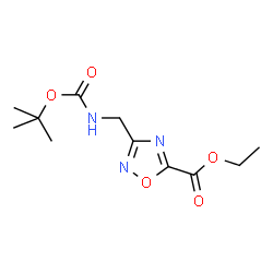 ChemSpider 2D Image | Ethyl 3-[({[(2-methyl-2-propanyl)oxy]carbonyl}amino)methyl]-1,2,4-oxadiazole-5-carboxylate | C11H17N3O5