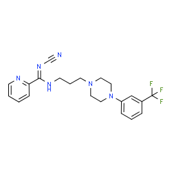 ChemSpider 2D Image | N-Cyano-N'-(3-{4-[3-(trifluoromethyl)phenyl]-1-piperazinyl}propyl)-2-pyridinecarboximidamide | C21H23F3N6