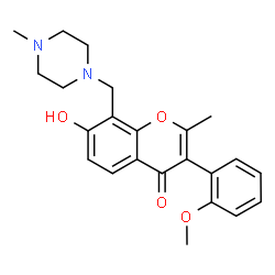ChemSpider 2D Image | 7-Hydroxy-3-(2-methoxyphenyl)-2-methyl-8-[(4-methyl-1-piperazinyl)methyl]-4H-chromen-4-one | C23H26N2O4