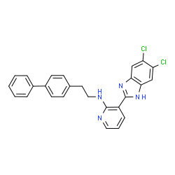 ChemSpider 2D Image | N-[2-(4-Biphenylyl)ethyl]-3-(5,6-dichloro-1H-benzimidazol-2-yl)-2-pyridinamine | C26H20Cl2N4