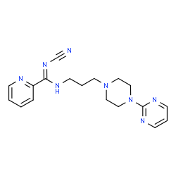 ChemSpider 2D Image | N-Cyano-N'-{3-[4-(2-pyrimidinyl)-1-piperazinyl]propyl}-2-pyridinecarboximidamide | C18H22N8
