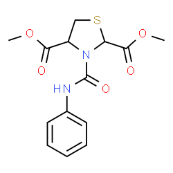 ChemSpider 2D Image | Dimethyl 3-(phenylcarbamoyl)-1,3-thiazolidine-2,4-dicarboxylate | C14H16N2O5S