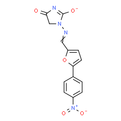 ChemSpider 2D Image | 1-({[5-(4-Nitrophenyl)-2-furyl]methylene}amino)-4-oxo-4,5-dihydro-1H-imidazol-2-olate | C14H9N4O5