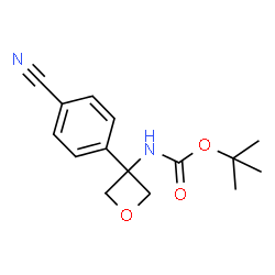 ChemSpider 2D Image | tert-butyl 3-(4-cyanophenyl)-3-oxetanylcarbamate | C15H18N2O3
