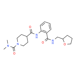 ChemSpider 2D Image | N~1~,N~1~-Dimethyl-N~4~-{2-[(tetrahydro-2-furanylmethyl)carbamoyl]phenyl}-1,4-piperidinedicarboxamide | C21H30N4O4