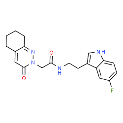 ChemSpider 2D Image | N-[2-(5-Fluoro-1H-indol-3-yl)ethyl]-2-(3-oxo-5,6,7,8-tetrahydro-2(3H)-cinnolinyl)acetamide | C20H21FN4O2