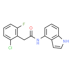 ChemSpider 2D Image | 2-(2-Chloro-6-fluorophenyl)-N-(1H-indol-4-yl)acetamide | C16H12ClFN2O