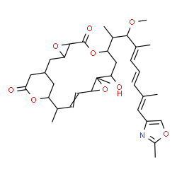ChemSpider 2D Image | 10-Hydroxy-8-[(4E,6E,8E)-3-methoxy-4,8-dimethyl-9-(2-methyl-1,3-oxazol-4-yl)-4,6,8-nonatrien-2-yl]-11,16-dimethyl-4,7,12,18-tetraoxatetracyclo[15.3.1.0~3,5~.0~11,13~]henicos-14-ene-6,19-dione | C35H47NO9