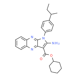 ChemSpider 2D Image | Cyclohexyl 2-amino-1-(4-sec-butylphenyl)-1H-pyrrolo[2,3-b]quinoxaline-3-carboxylate | C27H30N4O2