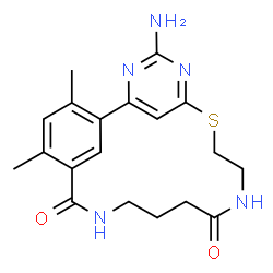 ChemSpider 2D Image | 4-Amino-18,20-dimethyl-7-thia-3,5,10,15-tetraazatricyclo[15.3.1.1~2,6~]docosa-1(21),2(22),3,5,17,19-hexaene-11,16-dione | C19H23N5O2S