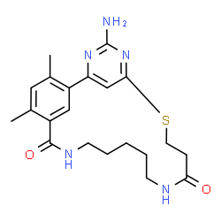 ChemSpider 2D Image | 4-Amino-20,22-dimethyl-7-thia-3,5,11,17-tetraazatricyclo[17.3.1.1~2,6~]tetracosa-1(23),2(24),3,5,19,21-hexaene-10,18-dione | C21H27N5O2S