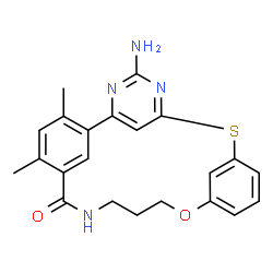 ChemSpider 2D Image | 4-Amino-20,22-dimethyl-13-oxa-7-thia-3,5,17-triazatetracyclo[17.3.1.1~2,6~.1~8,12~]pentacosa-1(23),2(25),3,5,8(24),9,11,19,21-nonaen-18-one | C22H22N4O2S