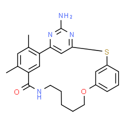 ChemSpider 2D Image | 4-Amino-22,24-dimethyl-13-oxa-7-thia-3,5,19-triazatetracyclo[19.3.1.1~2,6~.1~8,12~]heptacosa-1(25),2(27),3,5,8(26),9,11,21,23-nonaen-20-one | C24H26N4O2S