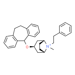 ChemSpider 2D Image | (3-endo)-3-(10,11-Dihydro-5H-dibenzo[a,d][7]annulen-5-yloxy)-8-methyl-8-(2-phenylethyl)-8-azoniabicyclo[3.2.1]octane | C31H36NO